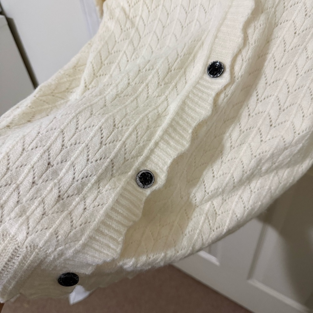 SHEIN Cream Knit Cardigan with Buttons - Picture 4 of 9
